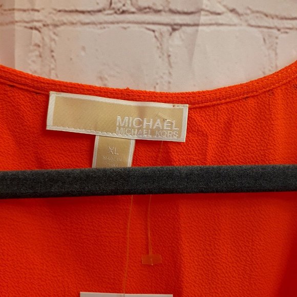 Michael Kors Orange Poppy Studded Sleeveless Blouse Tank Top Large New - Picture 3 of 6